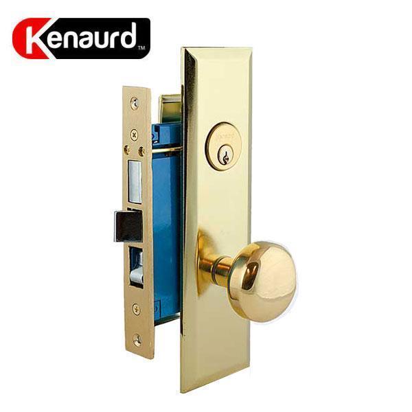 Kenaurd Kenaurd:Mortise Lockset (2-3/4) Gold (Knob) - SC1 - LARGER- RH KML234-PB-SC1-RH